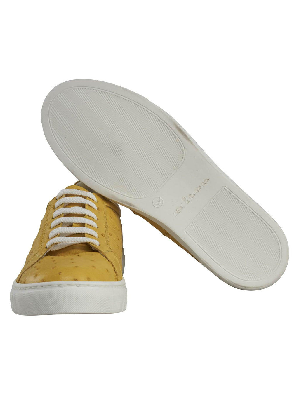 Kiton Yellow Leather Ostrich Sneakers