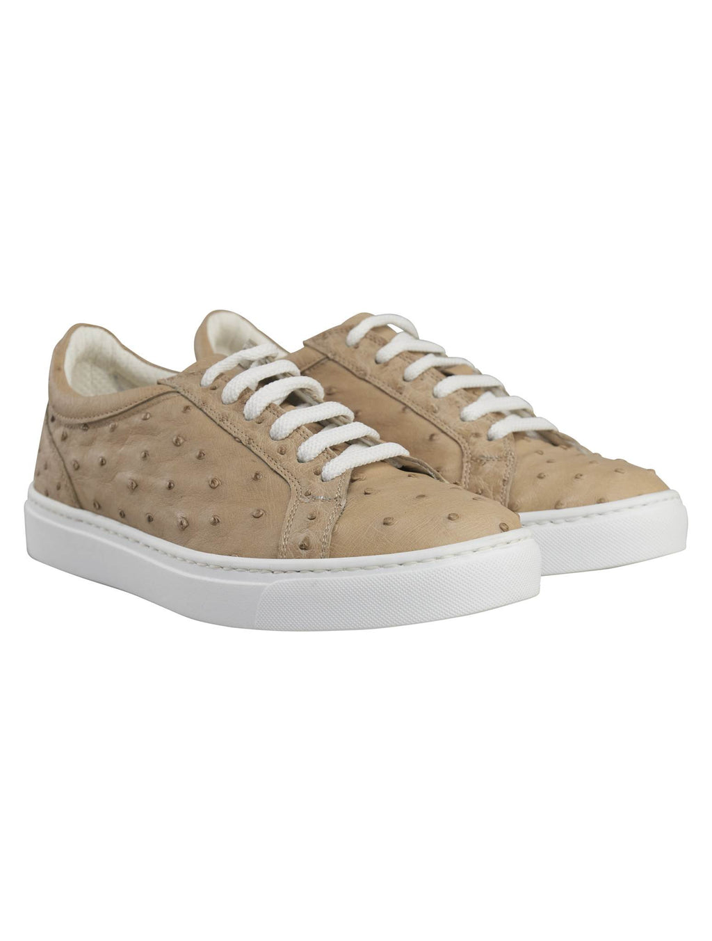 Kiton Gray Leather Ostrich Sneakers