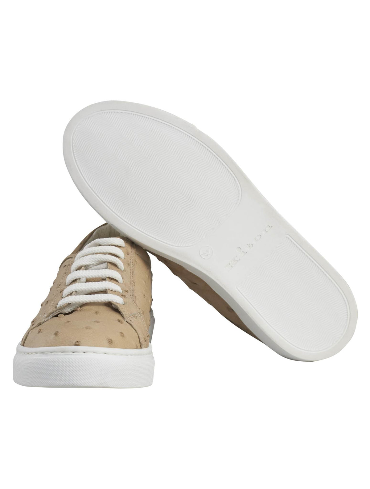Kiton Gray Leather Ostrich Sneakers