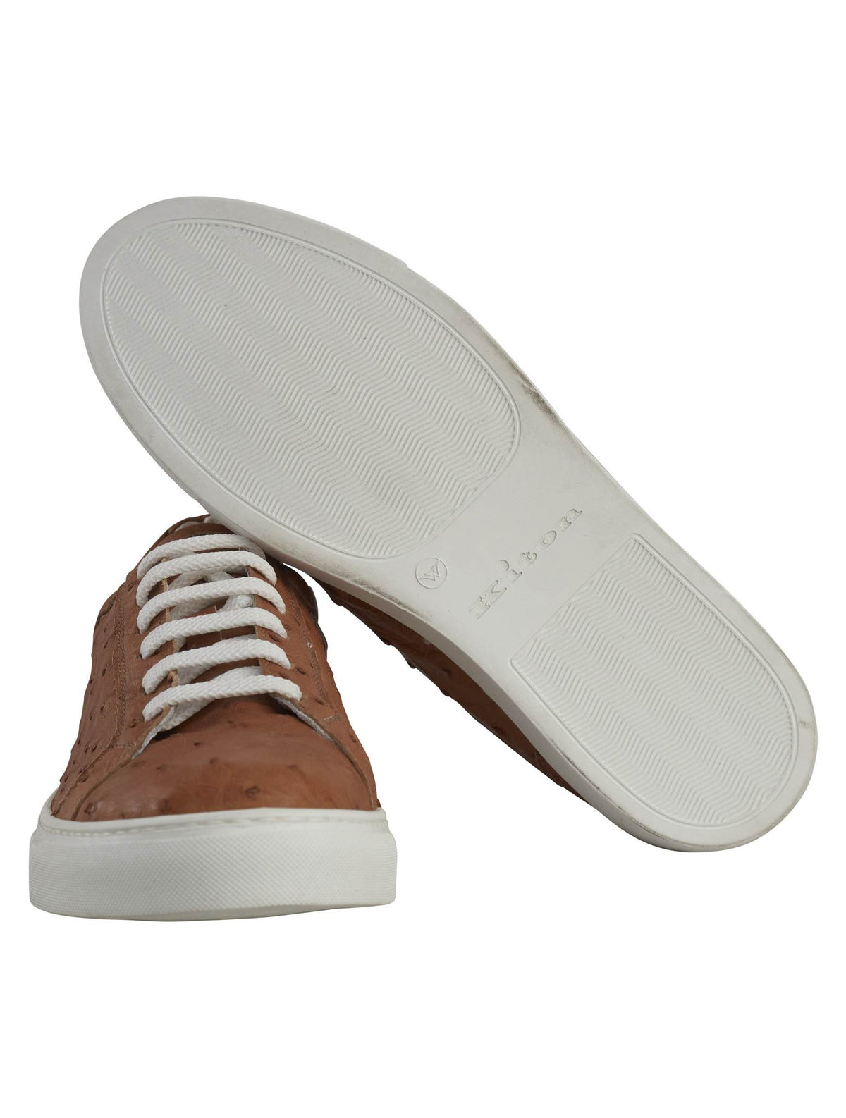 Kiton Brown Leather Ostrich Sneakers