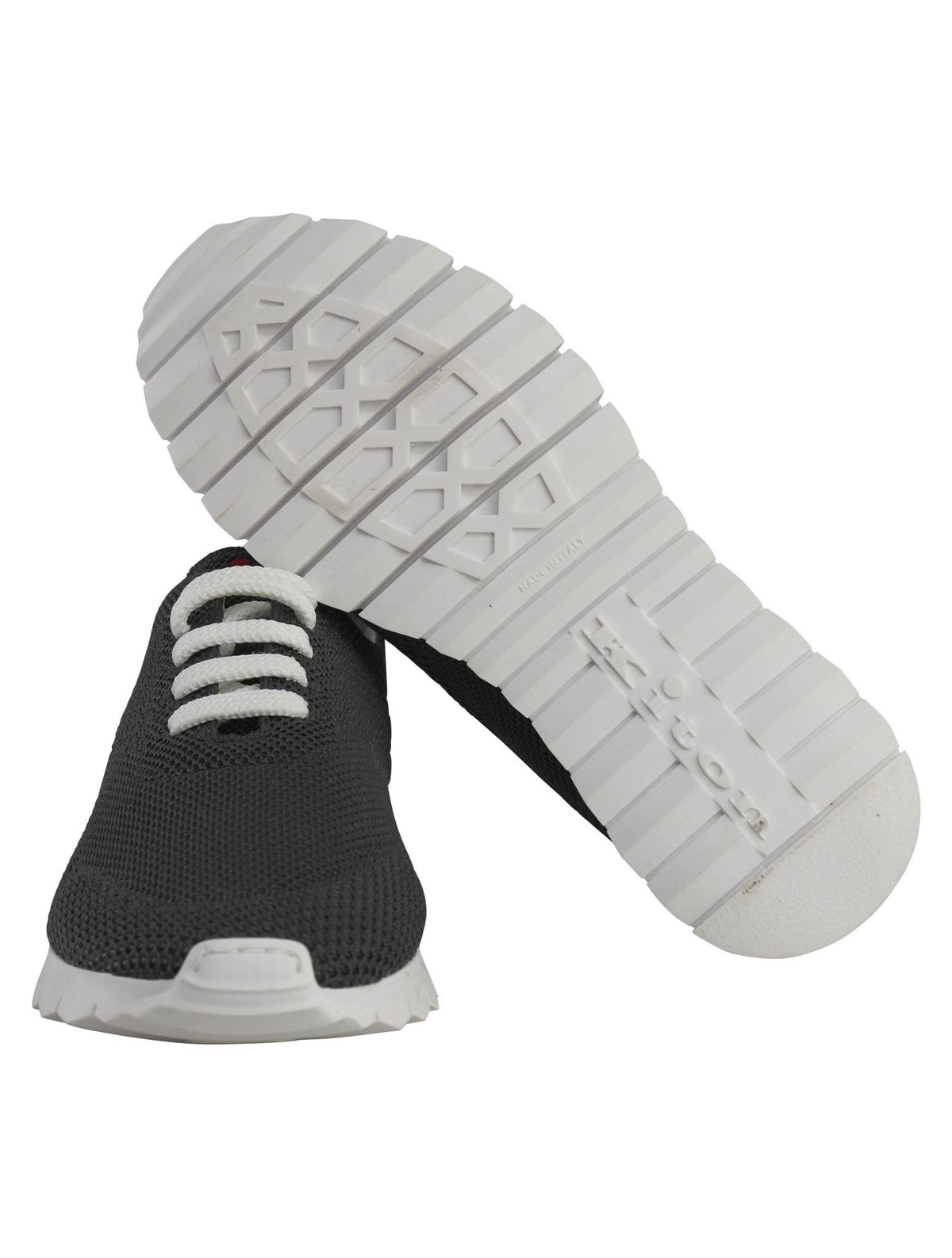 Kiton Gray Cotton Ea Sneakers