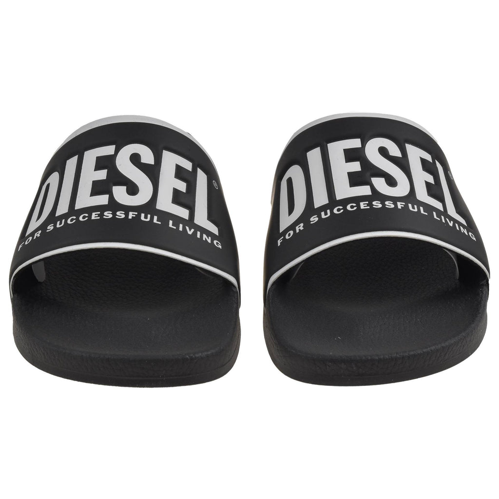 DIESEL Black White PVC Sliders SA-VALLA