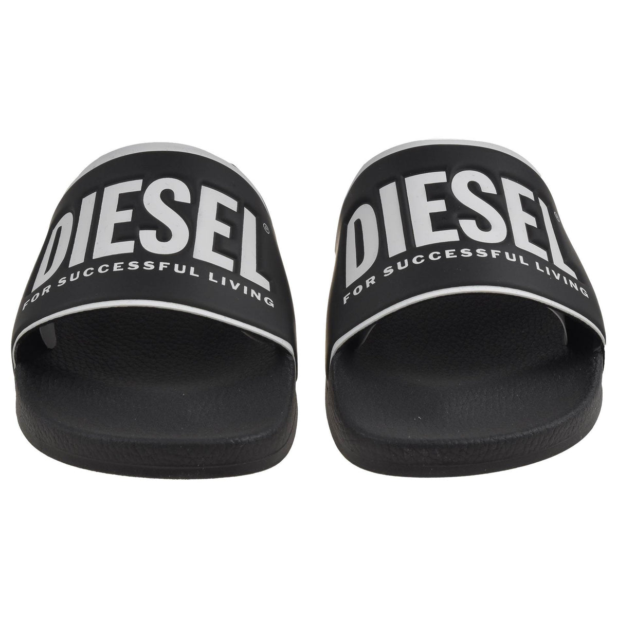 DIESEL Black White PVC Sliders SA-VALLA