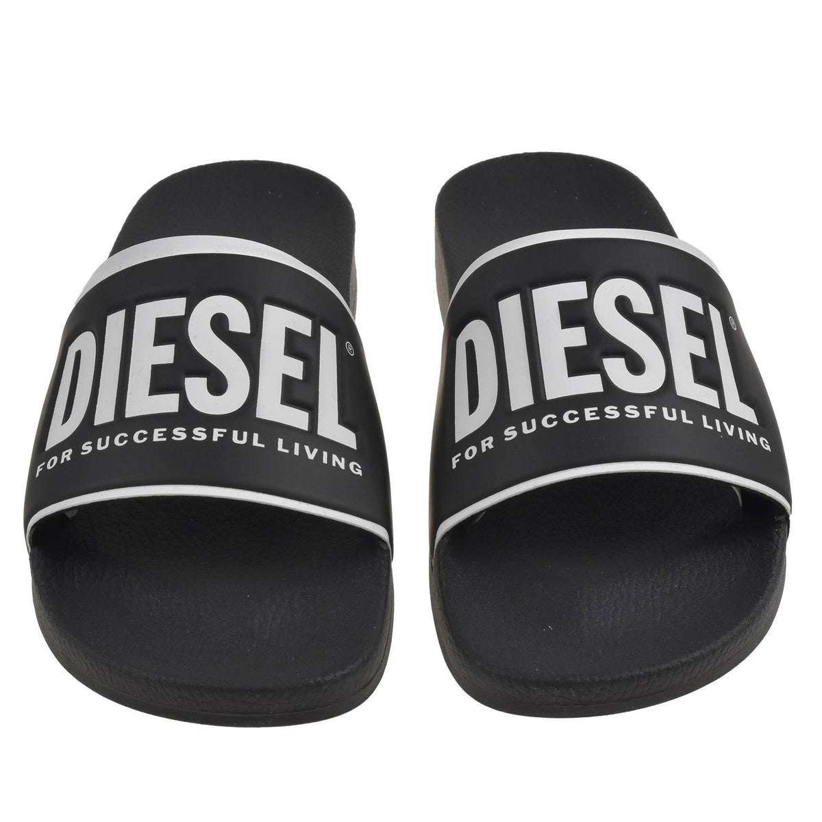 DIESEL Black White PVC Sliders SA-VALLA