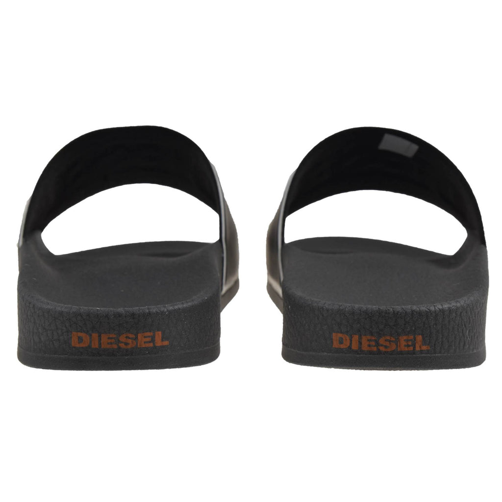 DIESEL Black White PVC Sliders SA-VALLA