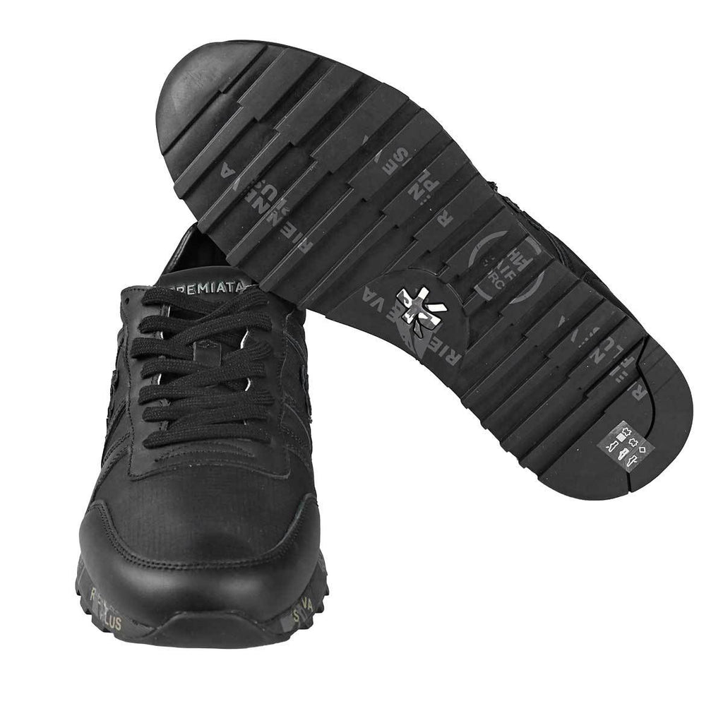 Premiata Black Leather Nylon Sneakers