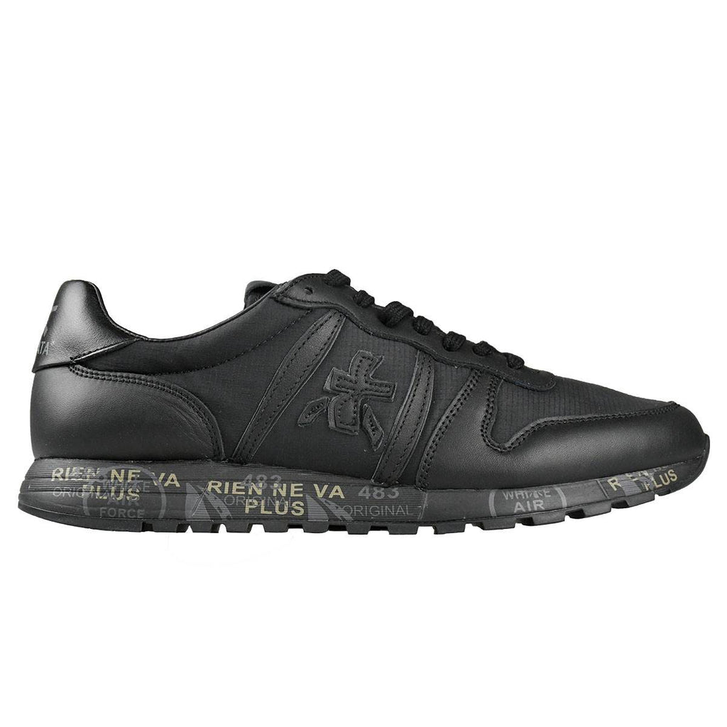 Premiata Black Leather Nylon Sneakers