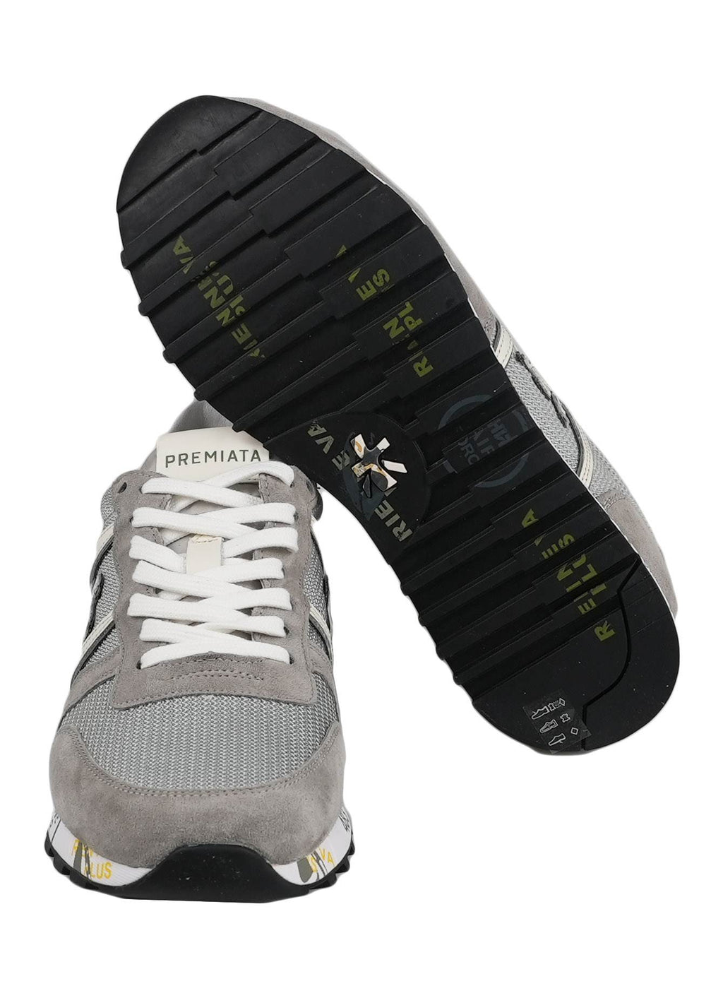 Premiata Gray Nylon Leather Suede Sneakers