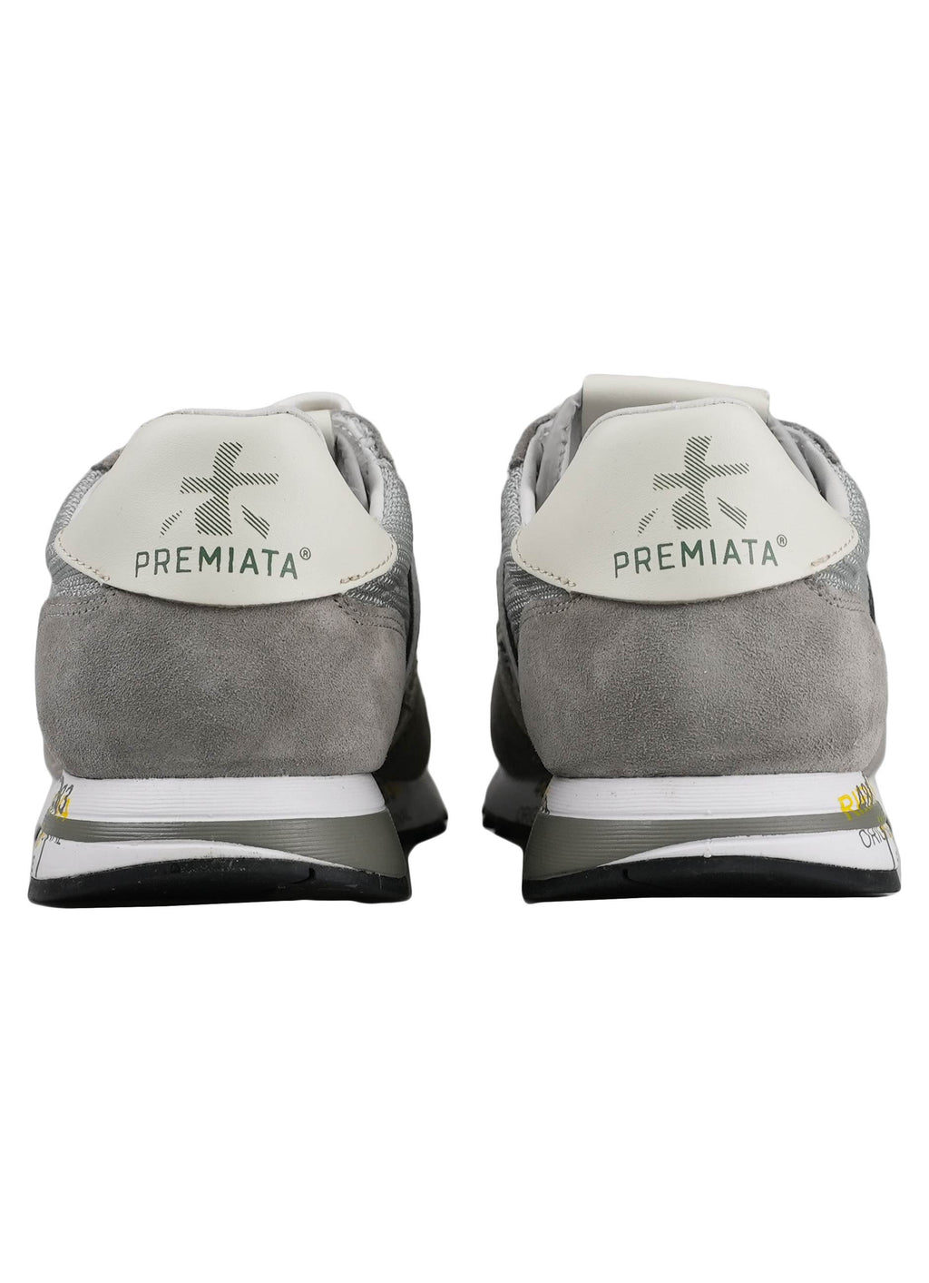 Premiata Gray Nylon Leather Suede Sneakers