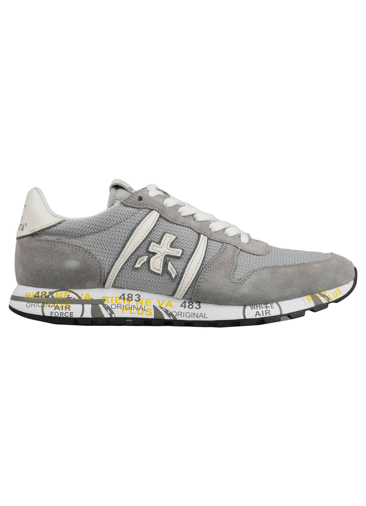 Premiata Gray Nylon Leather Suede Sneakers
