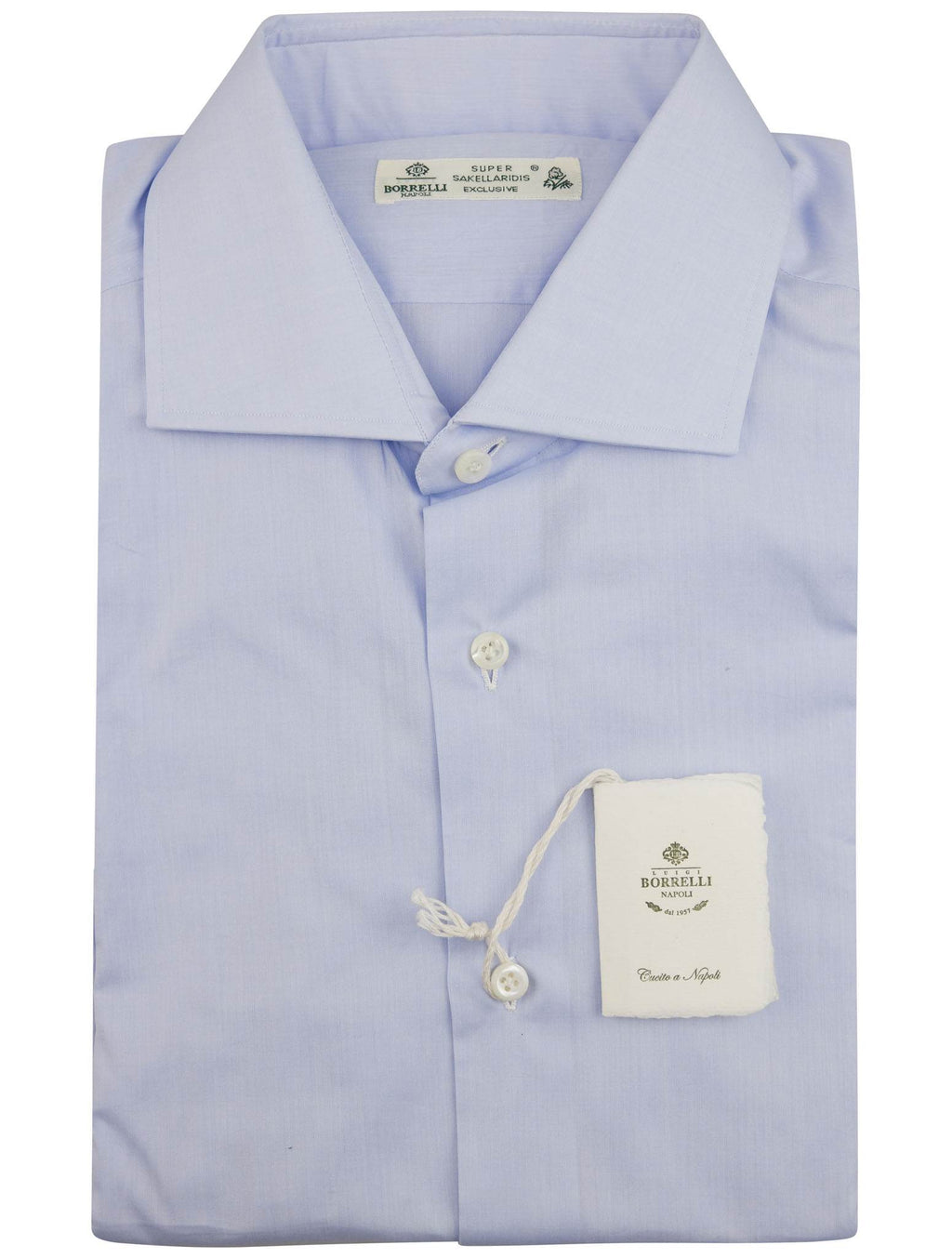 Luigi Borrelli Light Blue Cotton Super Sakellaridis Exclusive Shirt