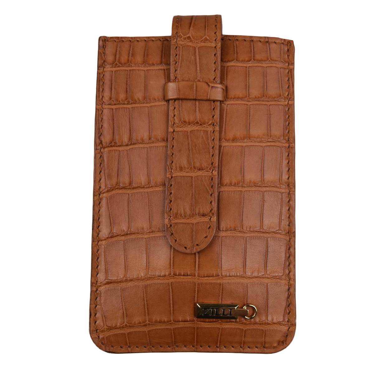 Zilli Zilli Light Brown Leather Crocodile iPhone Case Light Brown 000