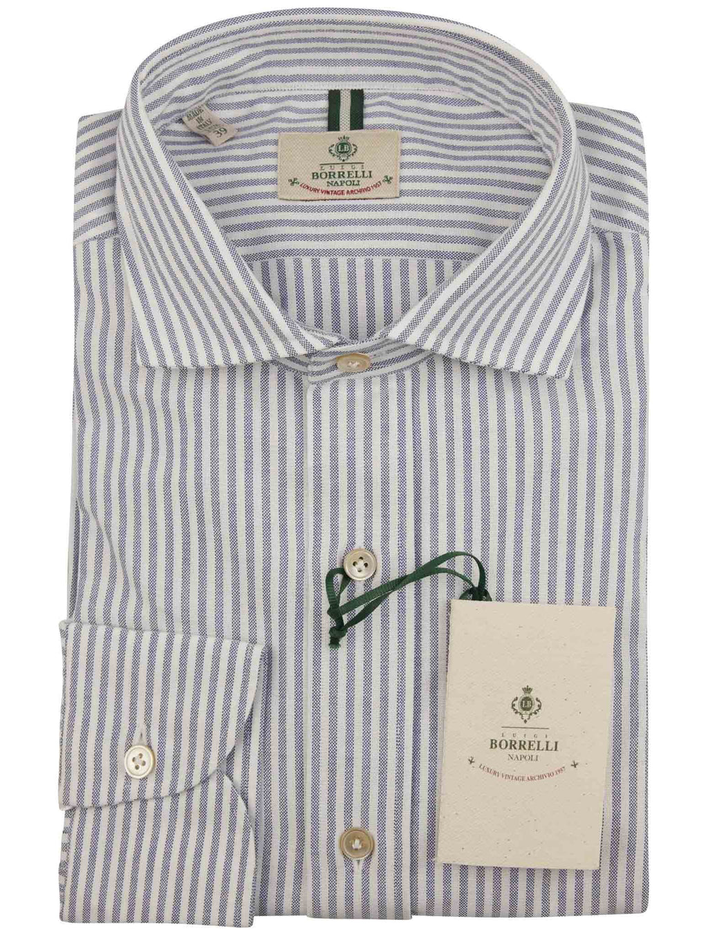 Luigi Borrelli Blue White Cotton Shirt
