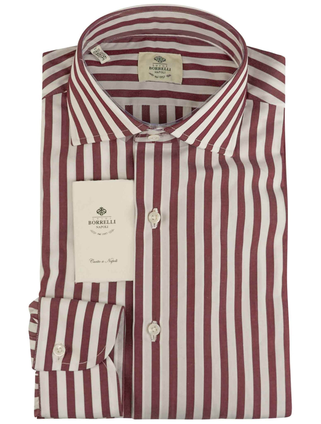 Luigi Borrelli Burgundy White Cotton Shirt