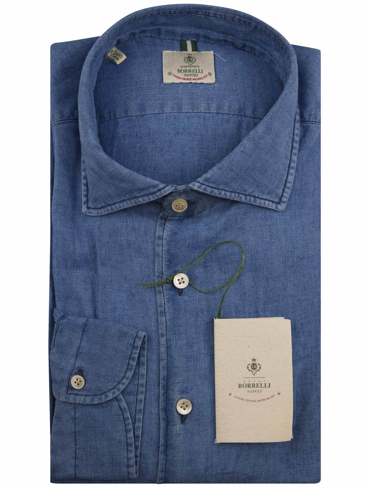 Luigi Borrelli Luigi Borrelli Blue Cotton Linen Shirt Blue 000
