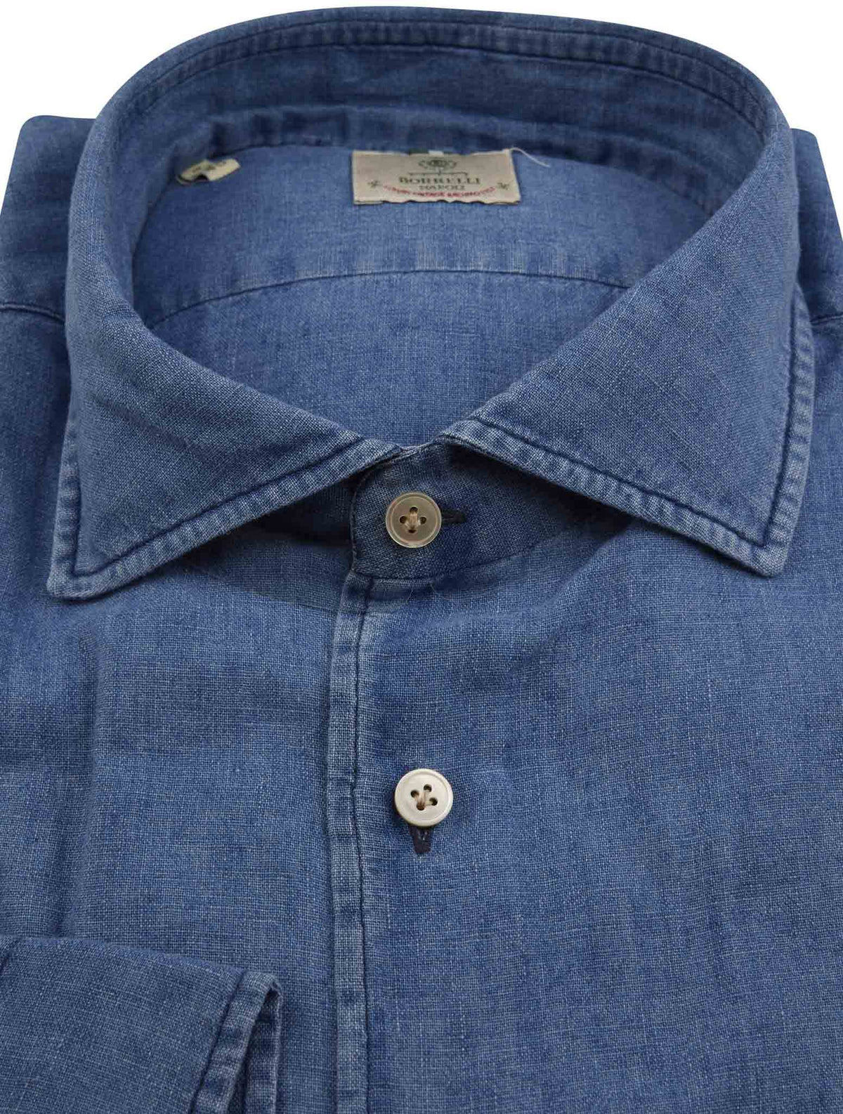 Luigi Borrelli Luigi Borrelli Blue Cotton Linen Shirt Blue 001