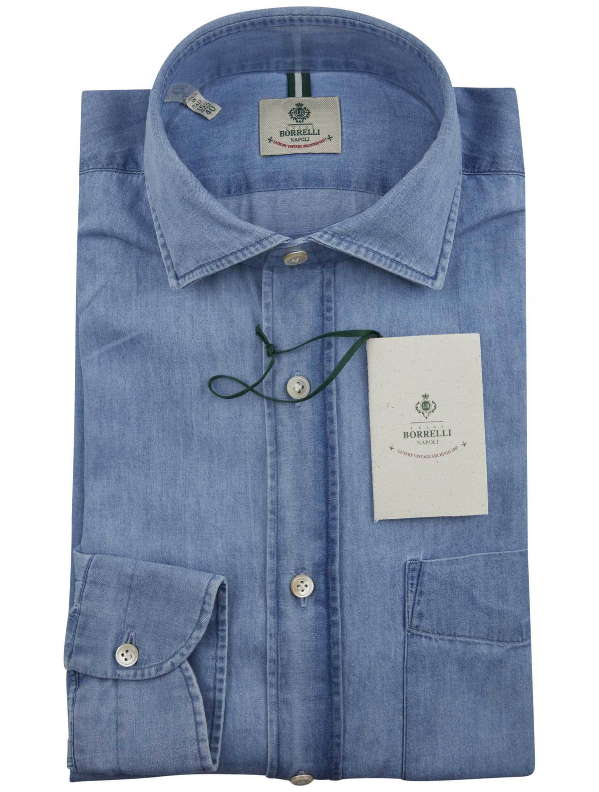 Luigi Borrelli Luigi Borrelli Blue Cotton Linen Shirt Blue 000