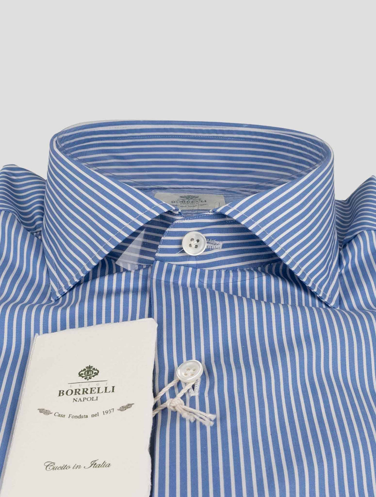 Luigi Borrelli Luigi Borrelli Blue White Cotton Shirt Blue / White 001