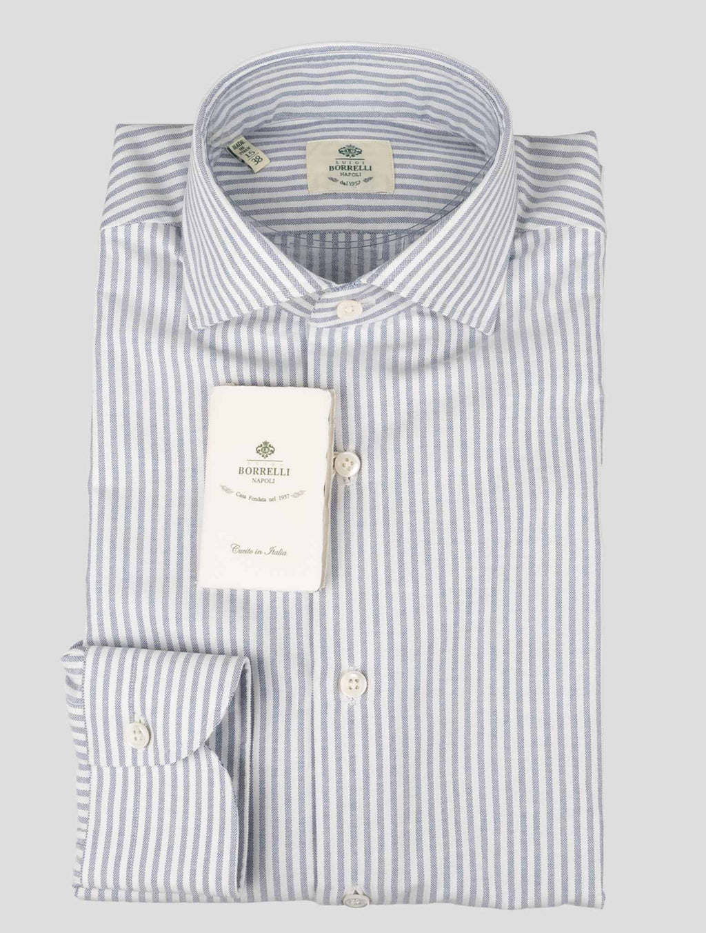 Luigi Borrelli Luigi Borrelli Light Blue White Cotton Shirt Light Blue / White 000