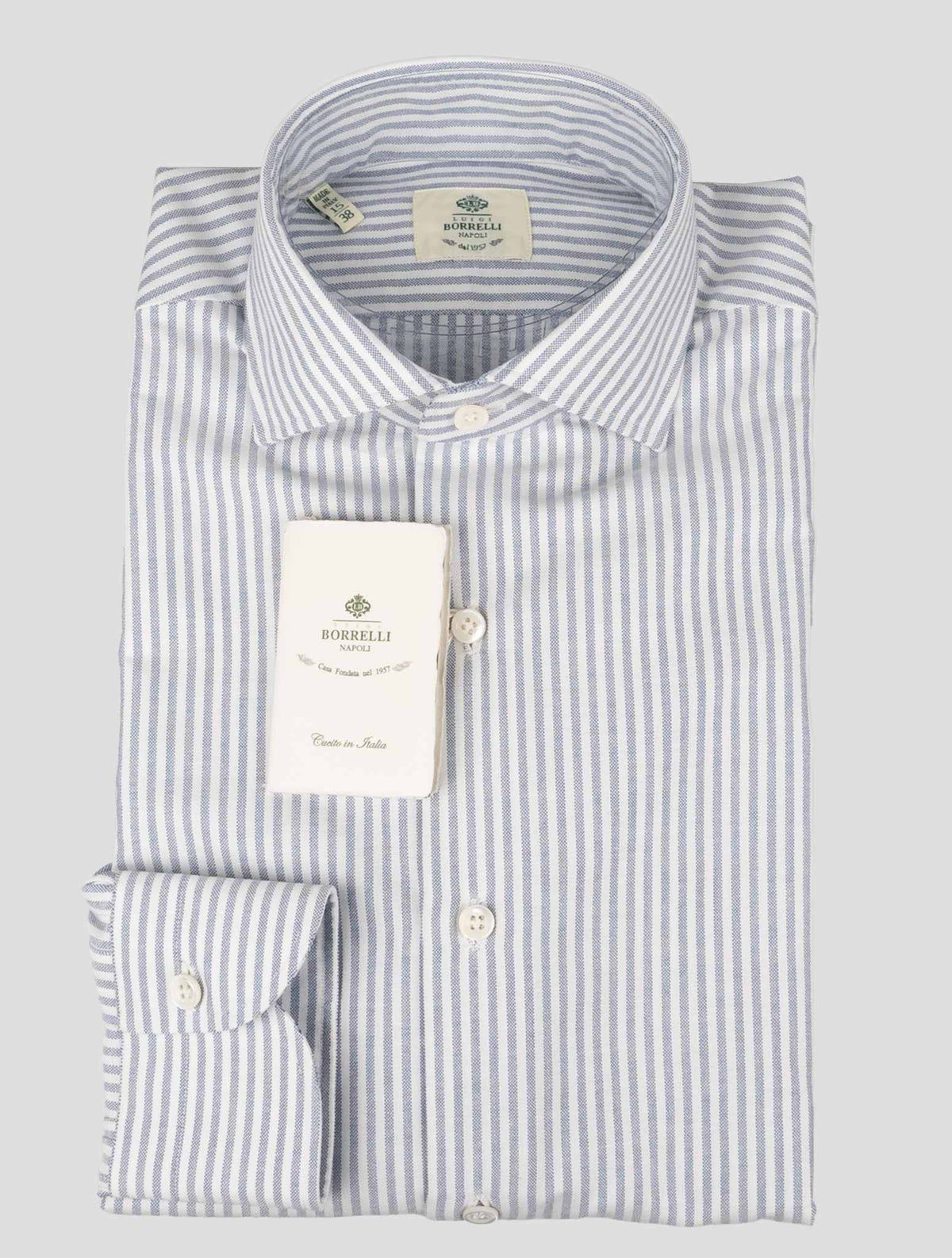 Luigi Borrelli Luigi Borrelli Light Blue White Cotton Shirt Light Blue / White 000