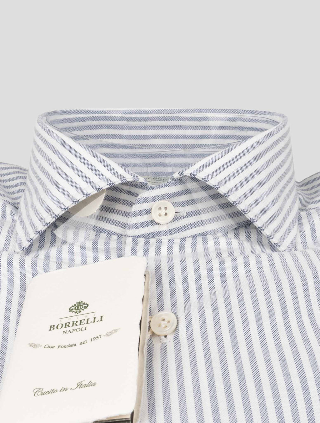 Luigi Borrelli Luigi Borrelli Light Blue White Cotton Shirt Light Blue / White 001
