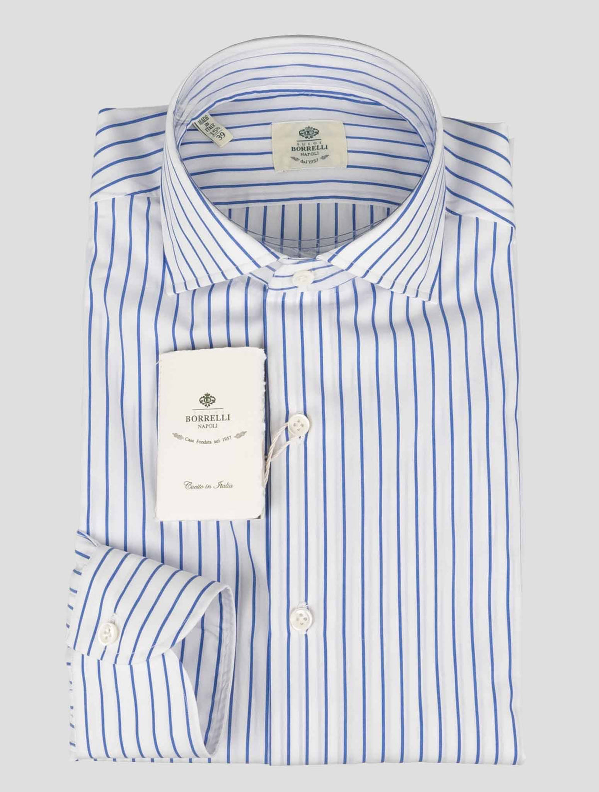 Luigi Borrelli Luigi Borrelli Light Blue White Cotton Shirt Light Blue / White 000