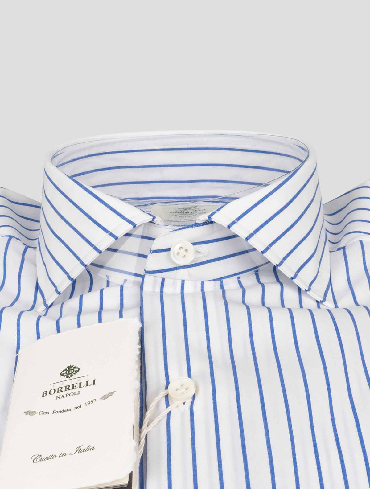 Luigi Borrelli Luigi Borrelli Light Blue White Cotton Shirt Light Blue / White 001