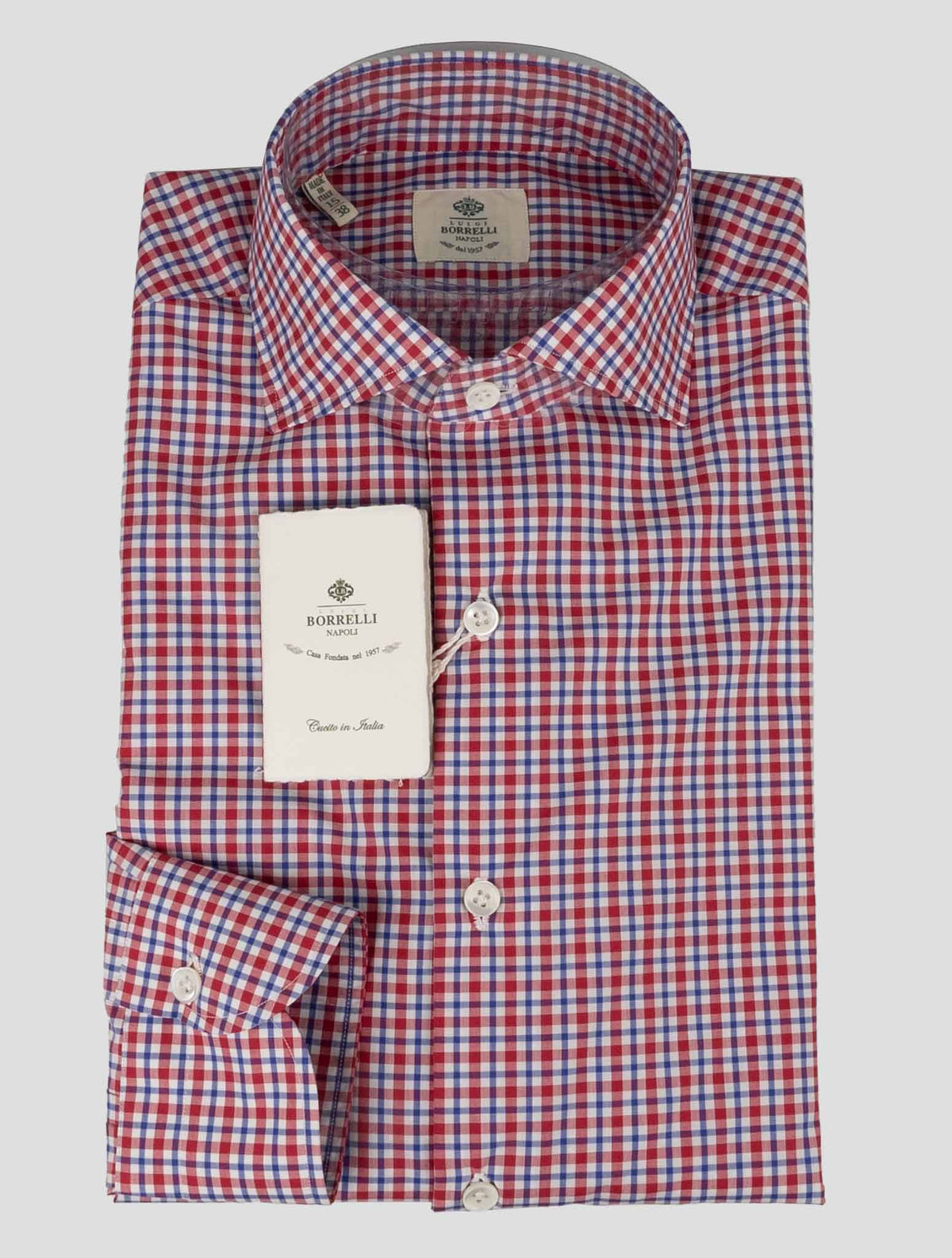 Luigi Borrelli Luigi Borrelli Red Blue Cotton Shirt Red / Blue 000