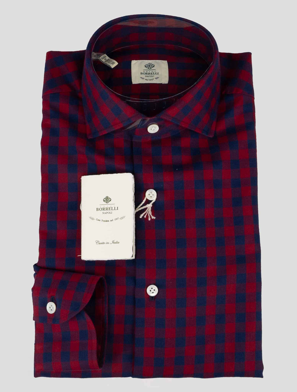Luigi Borrelli Luigi Borrelli Red Blue Cotton Shirt Red / Blue 000