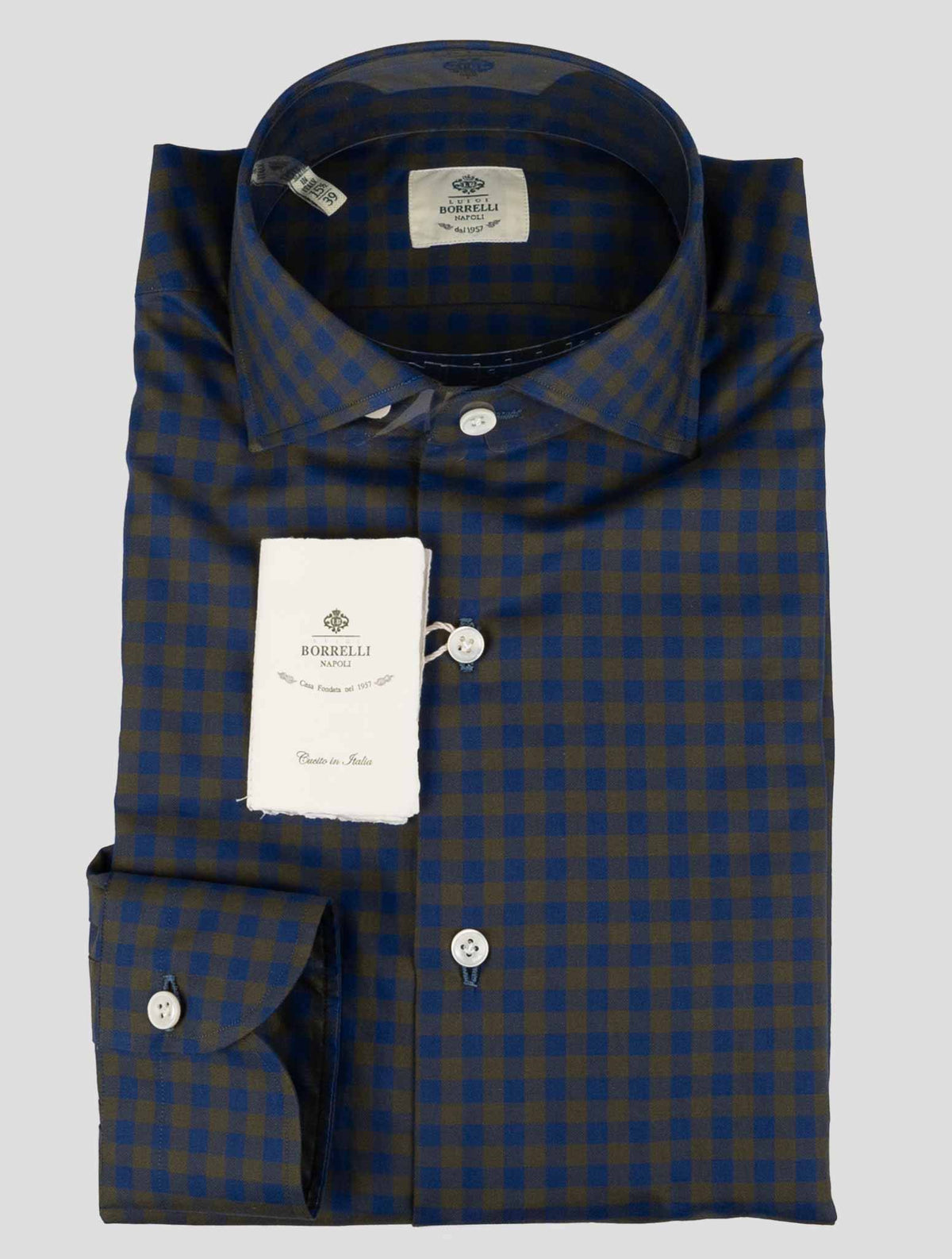 Luigi Borrelli Luigi Borrelli Blue Green Cotton Shirt Blue / Green 000