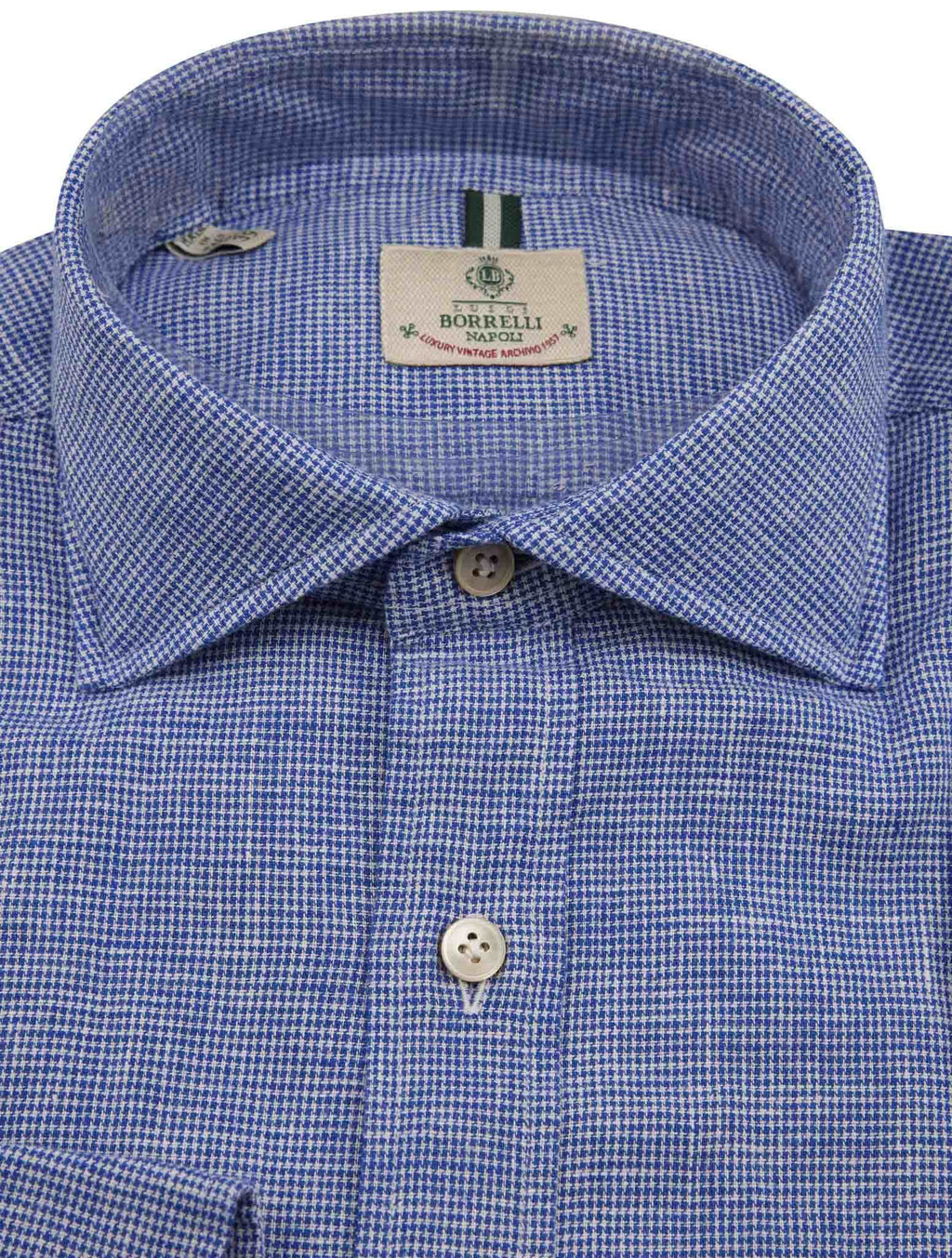 Luigi Borrelli Luigi Borrelli Blue White Cotton Linen Shirt Blue / White 001