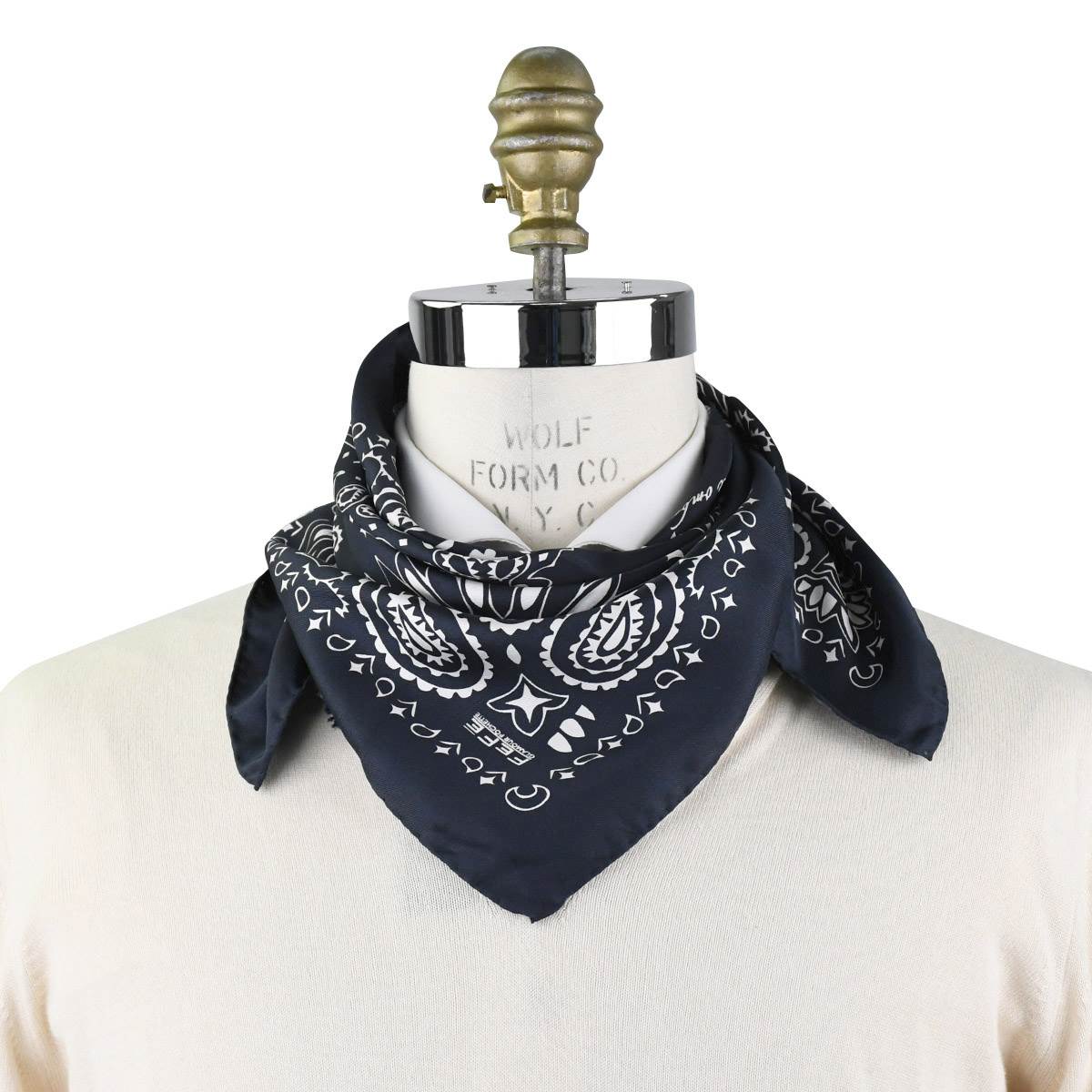 FEFÈ Glamour Pochette Fefè Dark Blue White Silk Scarf Dark Blue/White 000