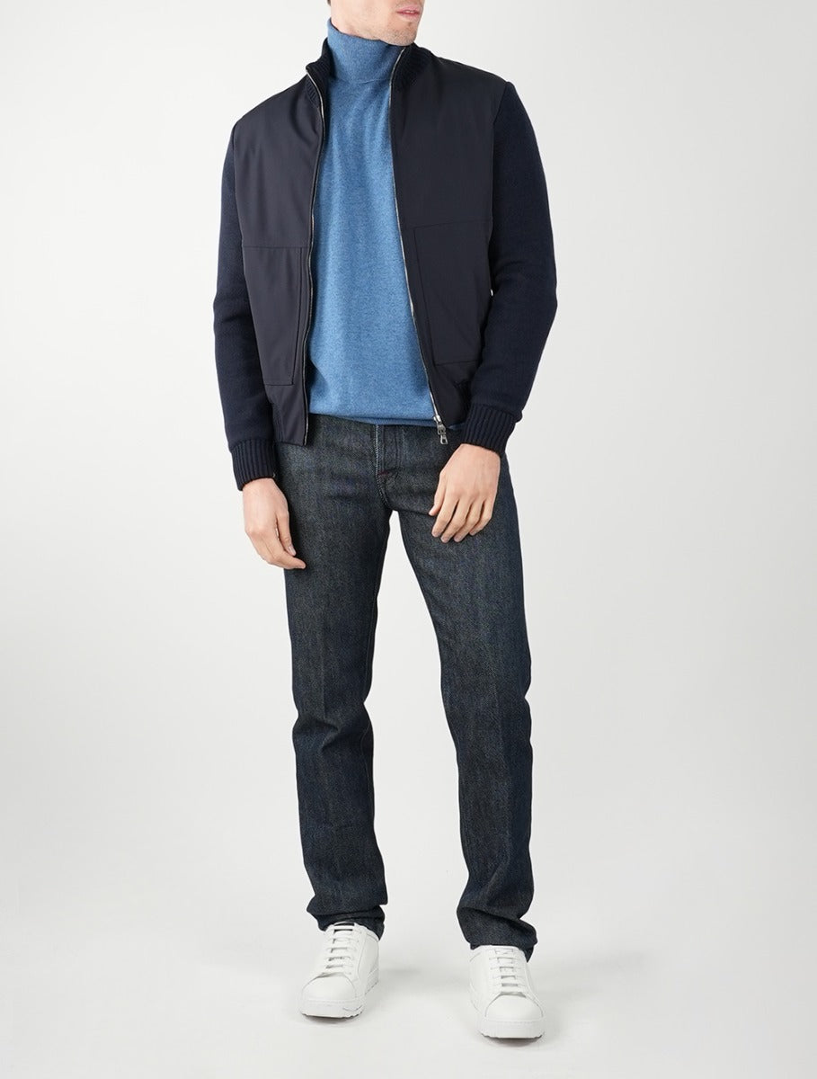 Fioroni Blue Navy Cashmere Coat