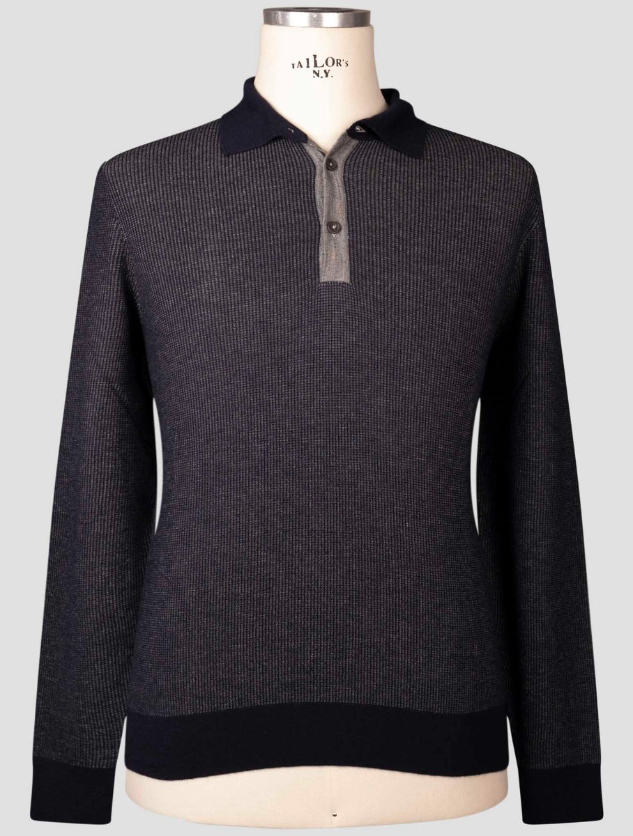 Fioroni Blue Virgin Wool Cashmere Sweater Polo