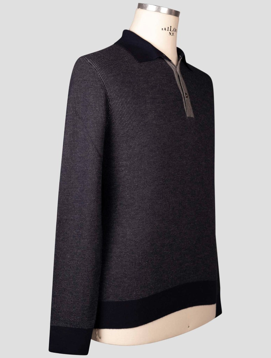 Fioroni Blue Virgin Wool Cashmere Sweater Polo