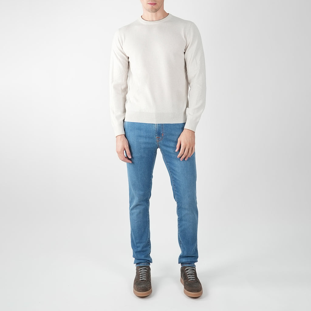 Fioroni White Cashmere Sweater Crewneck
