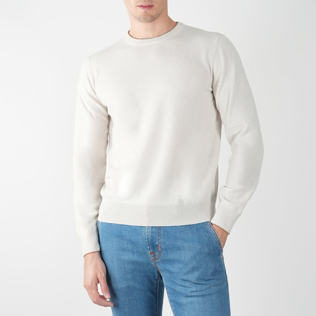 Fioroni White Cashmere Sweater Crewneck
