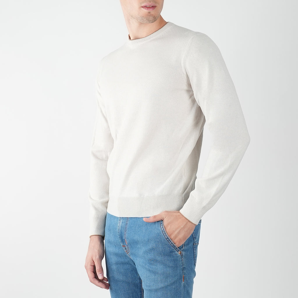 Fioroni White Cashmere Sweater Crewneck