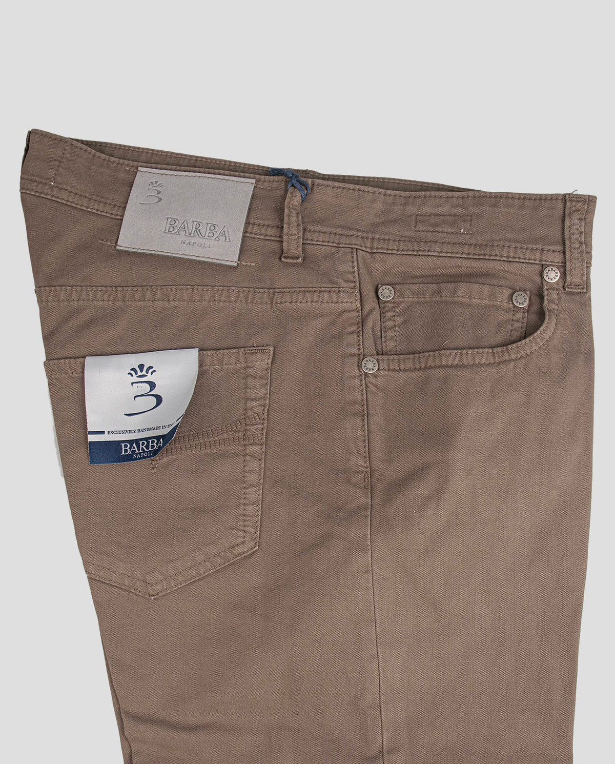 Barba Napoli Brown Cotton Lycra Jeans