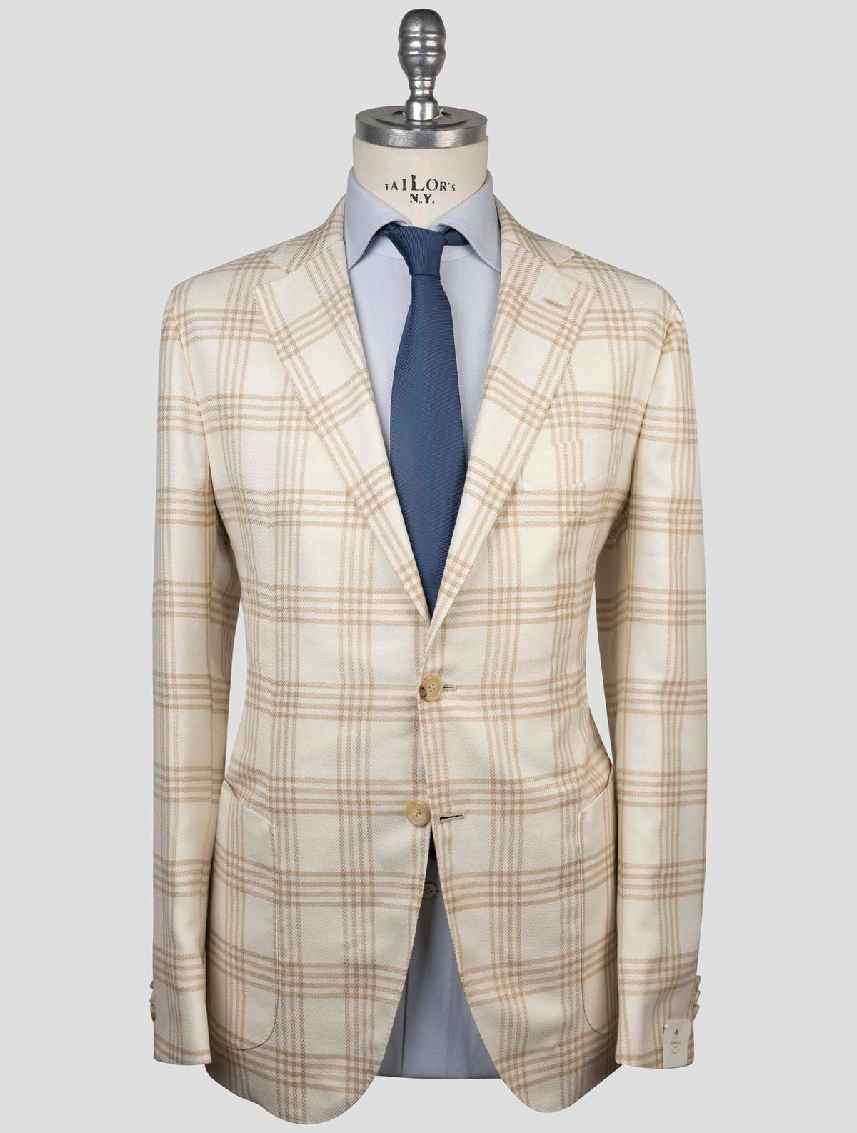 Luigi Borrelli Beige Virgin Wool Silk Linen Blazer