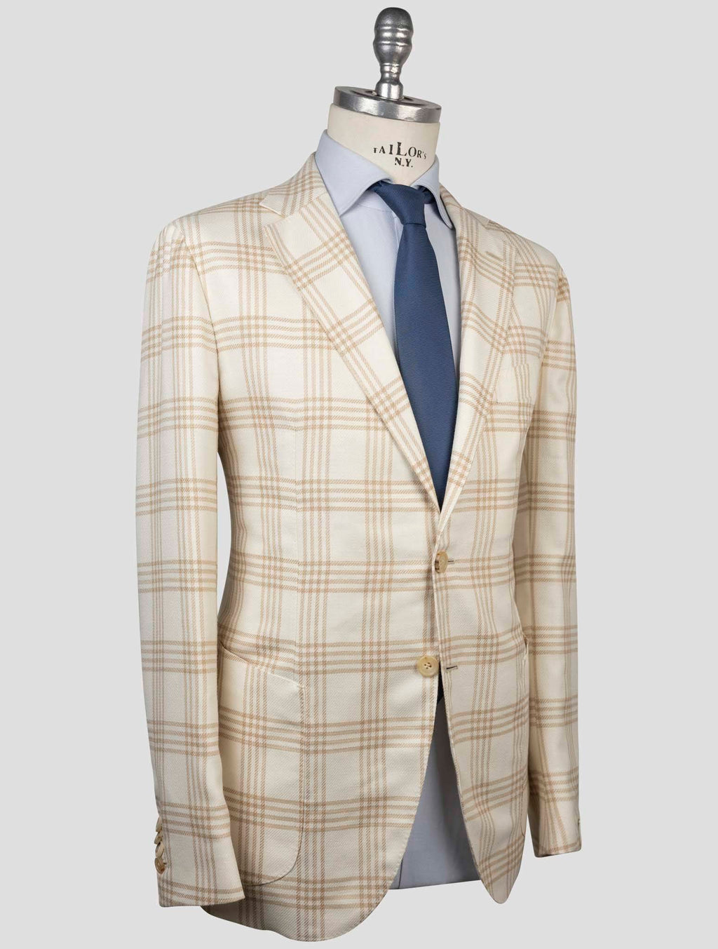 Luigi Borrelli Luigi Borrelli Beige Virgin Wool Silk Linen Blazer Beige / White 001