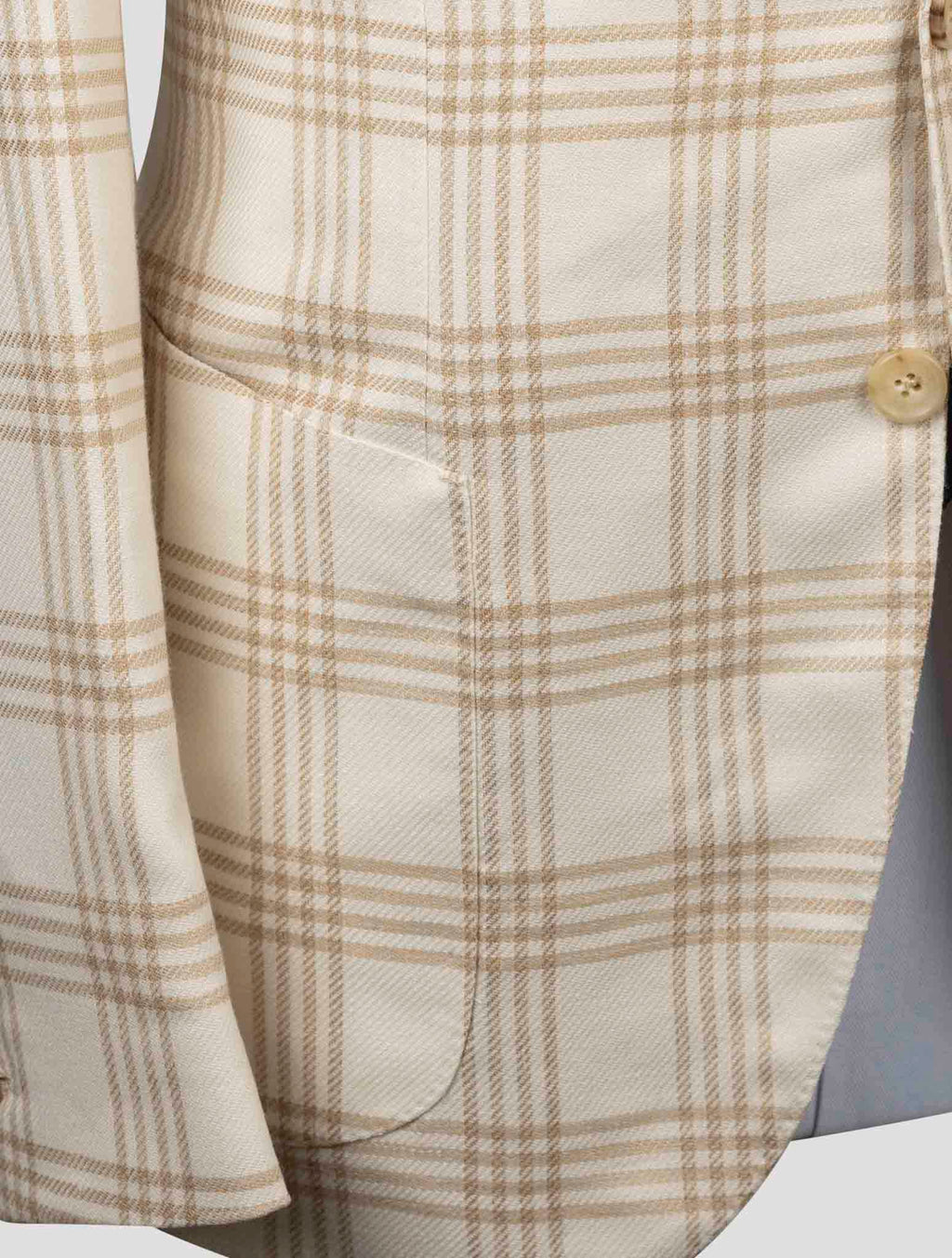 Luigi Borrelli Beige Virgin Wool Silk Linen Blazer