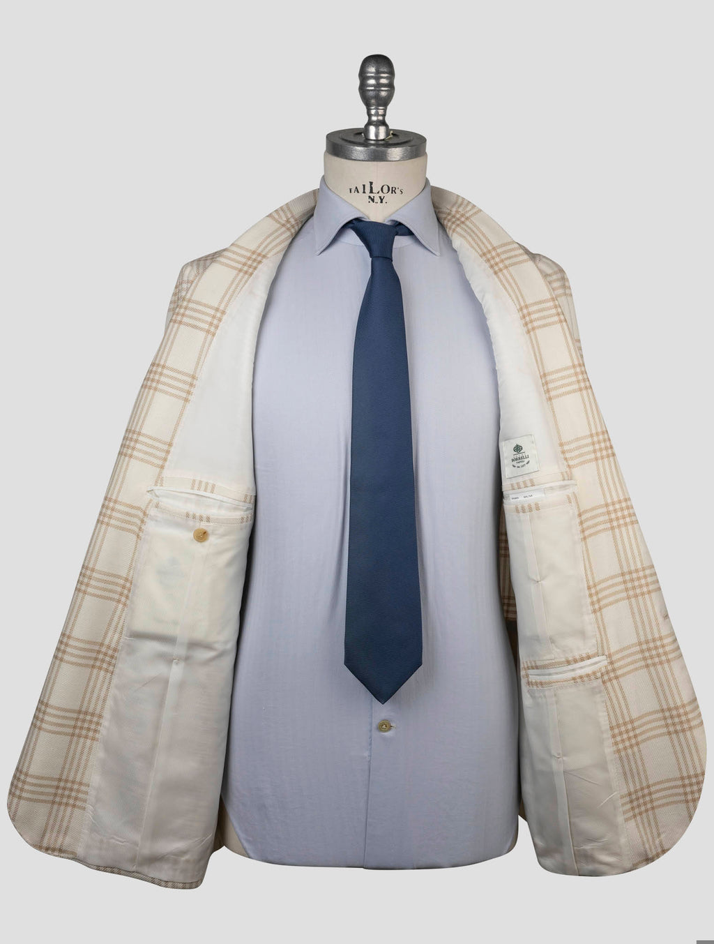 Luigi Borrelli Beige Virgin Wool Silk Linen Blazer