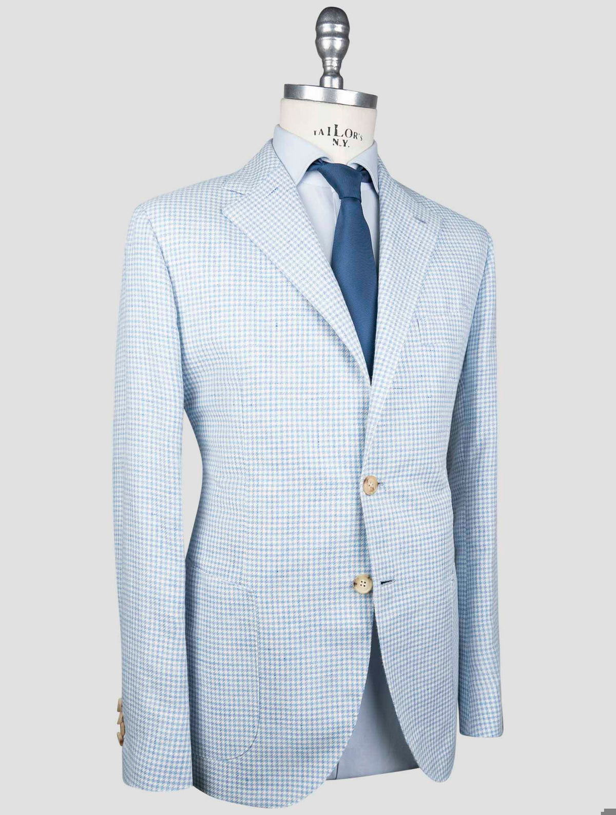 Luigi Borrelli Luigi Borrelli Light Blue White Virgin Wool Silk Linen Blazer Light Blue / White 001