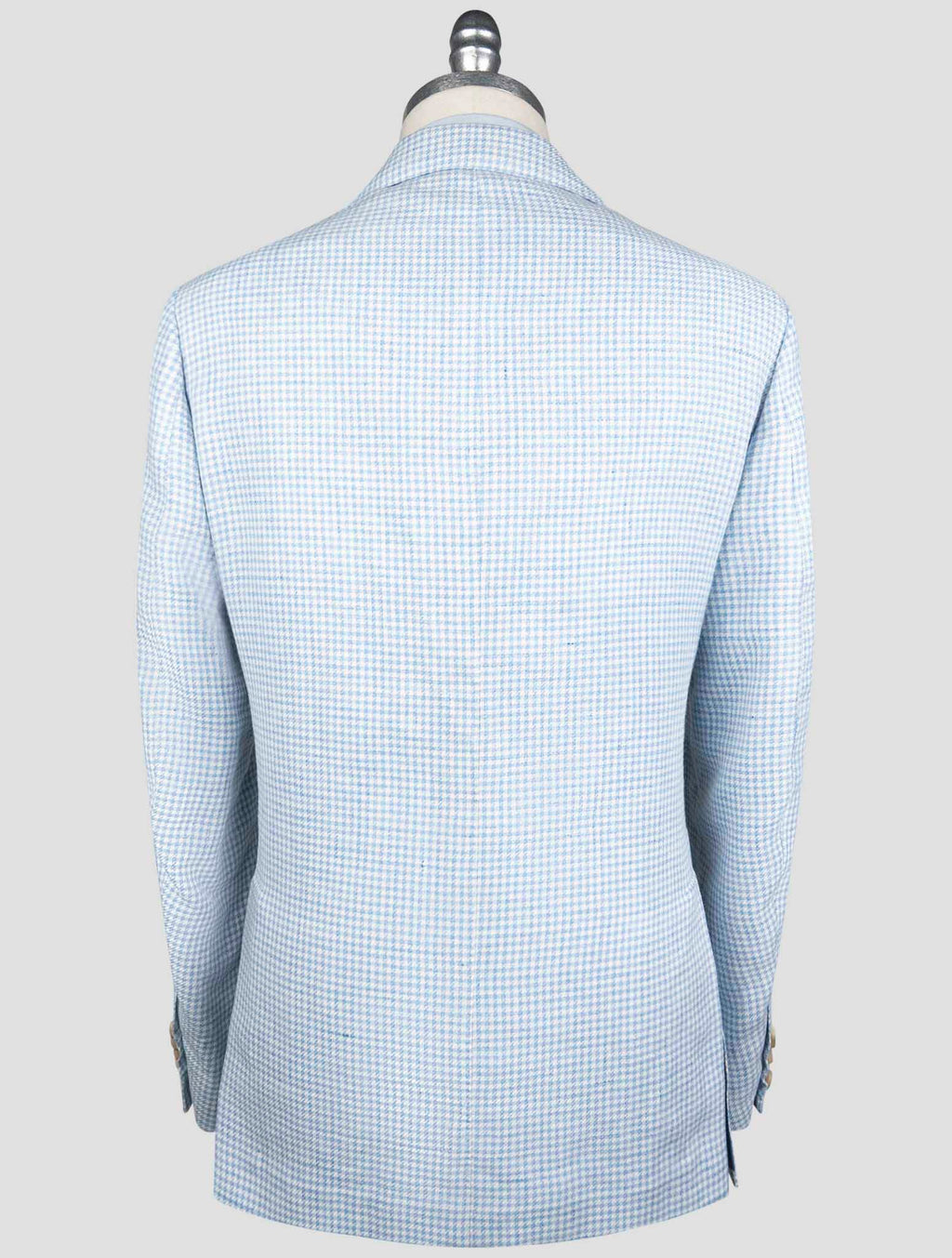 Luigi Borrelli Light Blue White Virgin Wool Silk Linen Blazer