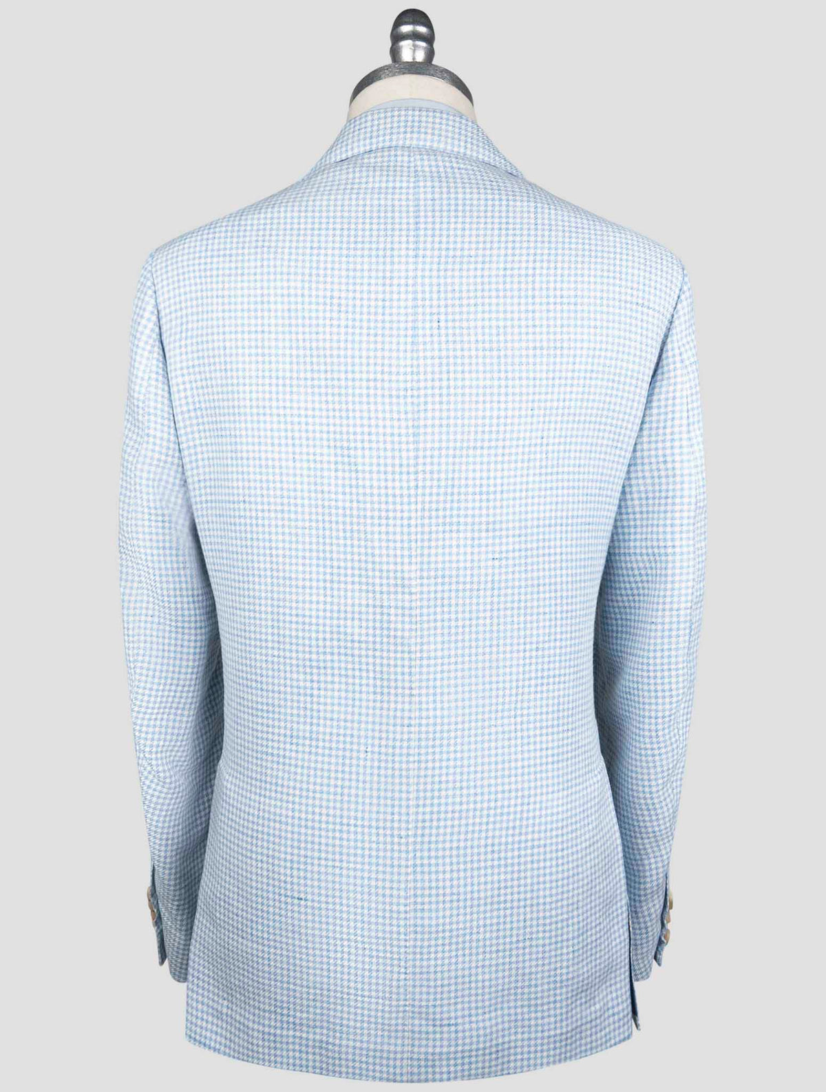 Luigi Borrelli Light Blue White Virgin Wool Silk Linen Blazer