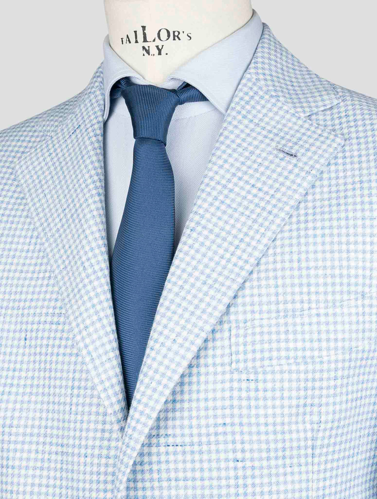 Luigi Borrelli Light Blue White Virgin Wool Silk Linen Blazer