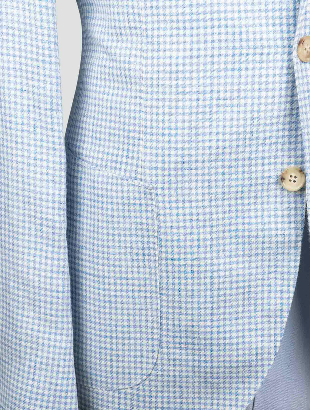 Luigi Borrelli Light Blue White Virgin Wool Silk Linen Blazer