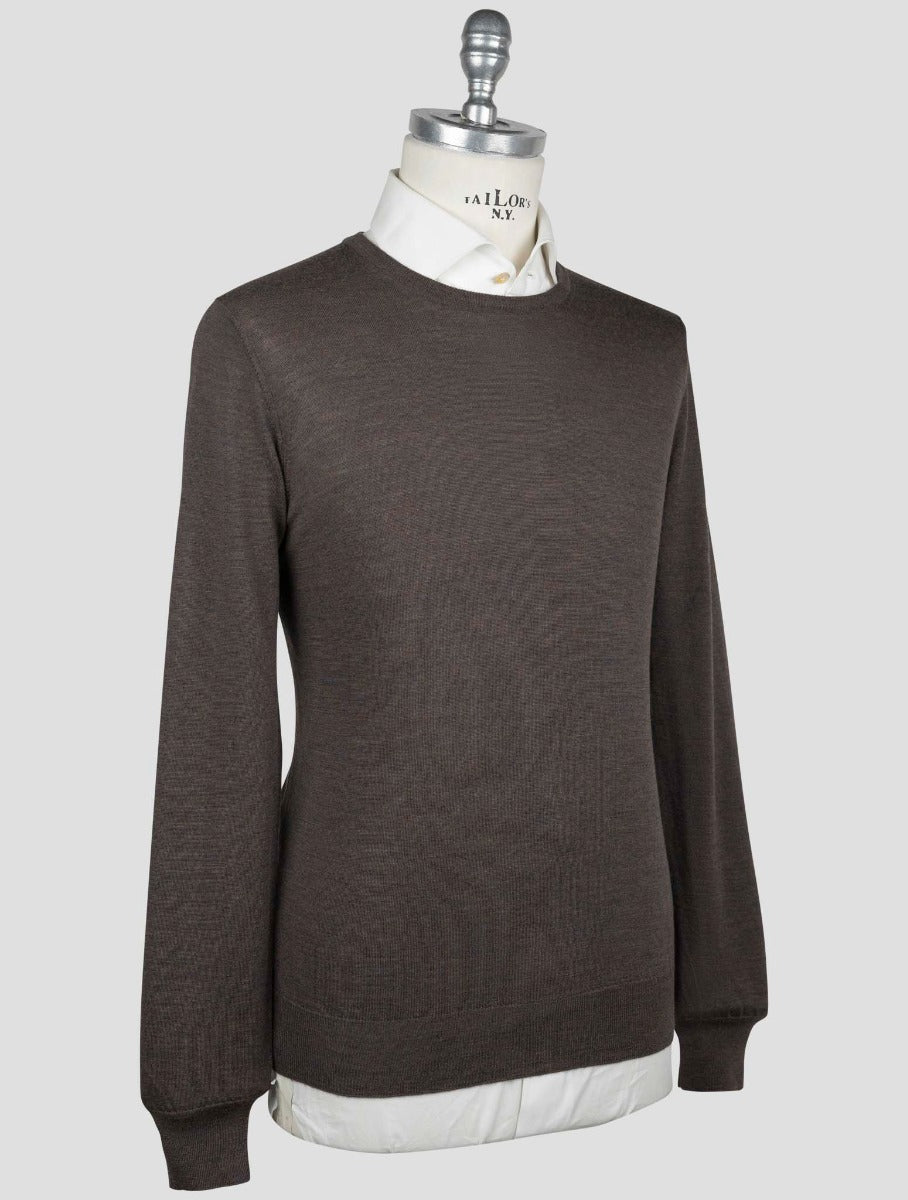 Gran Sasso Brown Virgin Wool Sweater Crewneck