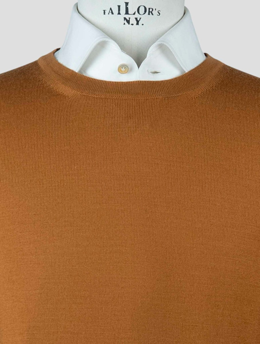Gran Sasso Brown Virgin Wool Sweater Crewneck